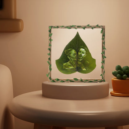GreenArt 20x20cm Özel Süslü Çıta Çerçevede Kişiye Özel Yaprak Üzerine İşleme