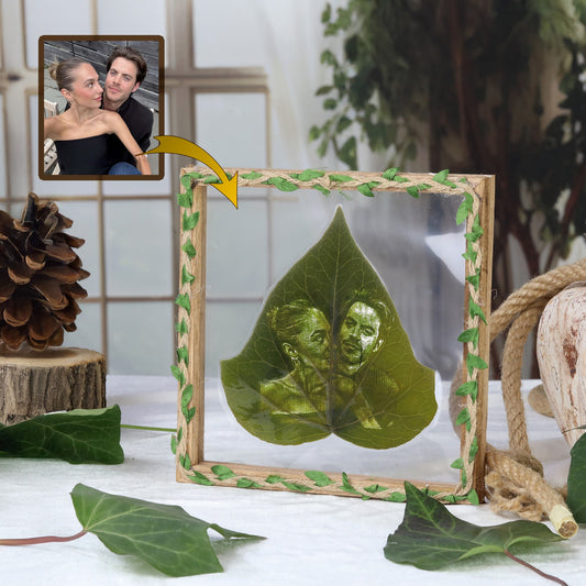 GreenArt 20x20cm Özel Süslü Çıta Çerçevede Kişiye Özel Yaprak Üzerine İşleme